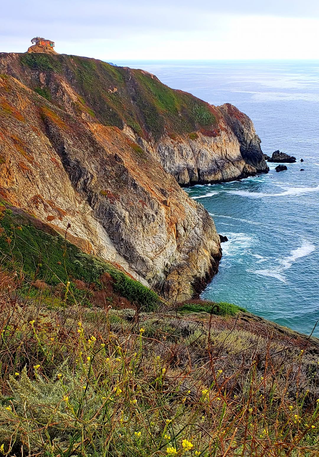 Devil's Slide coastal cliffs with historic bunker