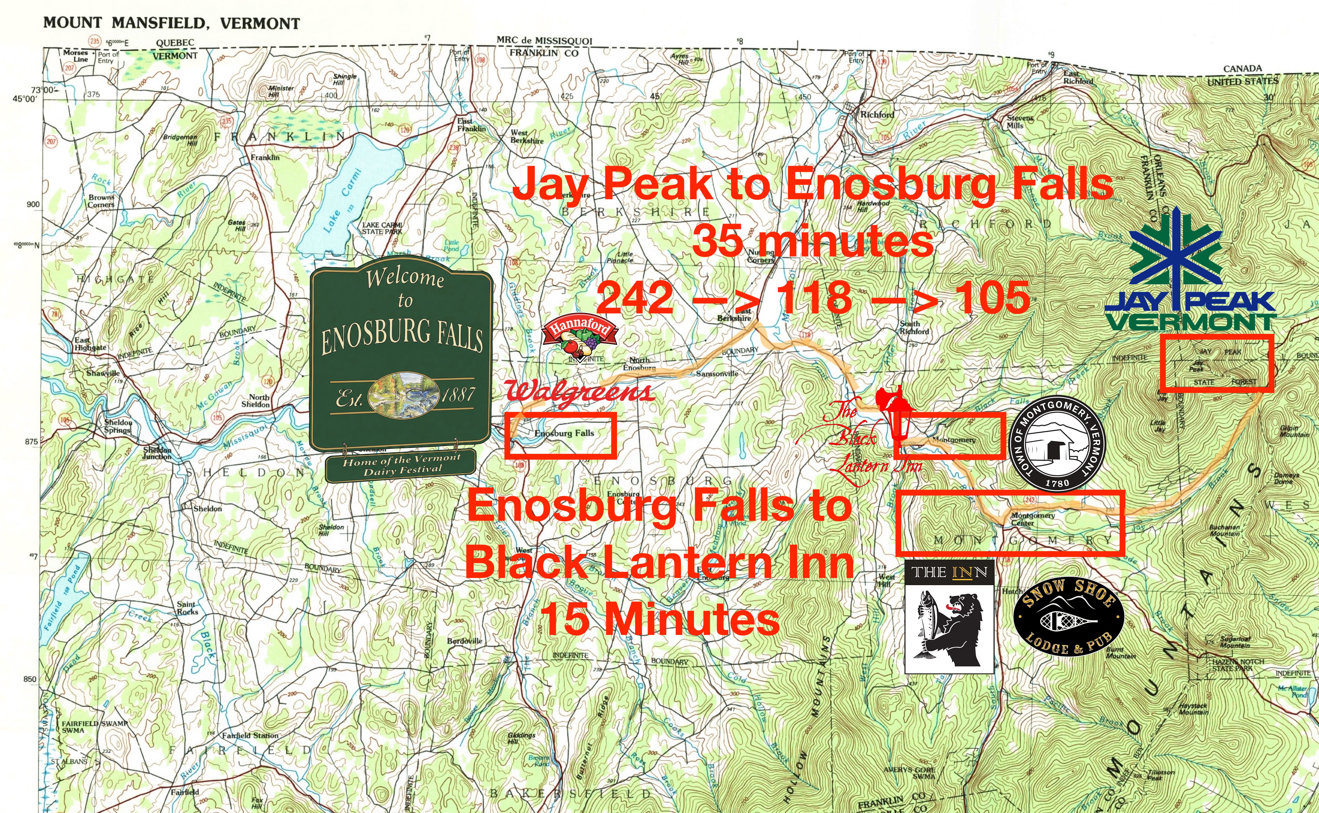 Jay Peak & Montgomery Area Map